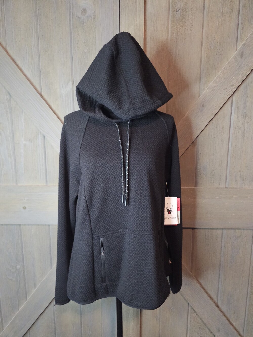 Nwt Spyder Women's Black Textured Hoodie sz Medium